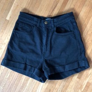 American apparel black high waisted denim shorts!